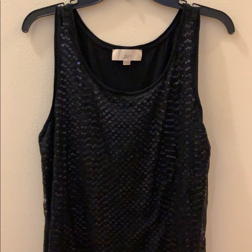 Ann Taylor Loft Sequined Tank Top with Lace XL
